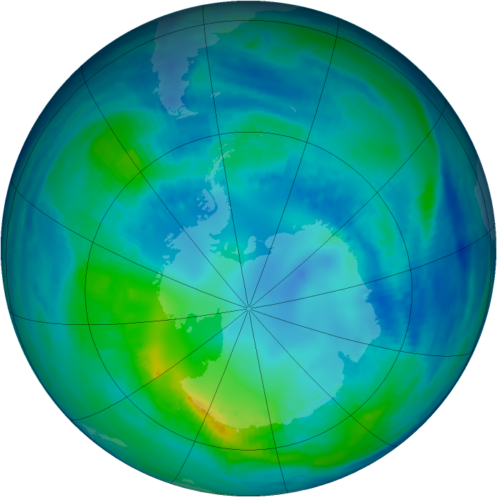 Antarctic ozone map for 29 April 1999